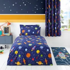 Dunelm Space Glow In The Dark Duvet Cover And Pillowcase Set -kids bedding Shop 1000109491 alt03