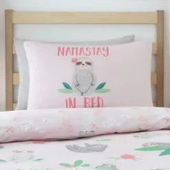 Dunelm Pink Pretty Sloth Duvet Cover And Pillowcase Set -kids bedding Shop 1000167412 alt04