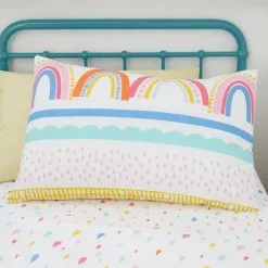 Dunelm Elements Rainbow Geometric 100% Cotton Duvet Cover And Pillowcase Twin Pack Set -kids bedding Shop 1000167424 alt05