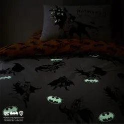 Batman Grey Reversible Glow In The Dark Duvet Cover And Pillowcase Set -kids bedding Shop 1000182124 alt04