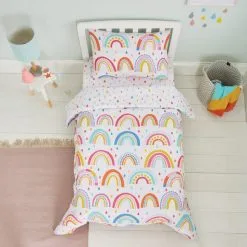 Elements Rainbow Reversible 100% Cotton Cot Bed / Toddler Duvet Cover And Pillowcase Set -kids bedding Shop 1000182127 alt02