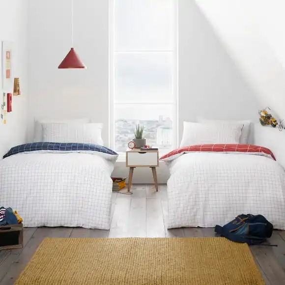 Dunelm Checked 100% Cotton Reversible Duvet Cover And Pillowcase Twin Pack Set 4 Dunelm Checked 100% Cotton Reversible Duvet Cover And Pillowcase Twin Pack Set - Image 2