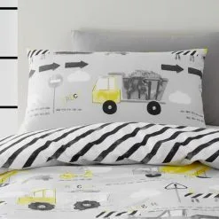 Dunelm Construction Grey 100% Cotton Reversible Duvet Cover And Pillowcase Set -kids bedding Shop 1000186824 alt02