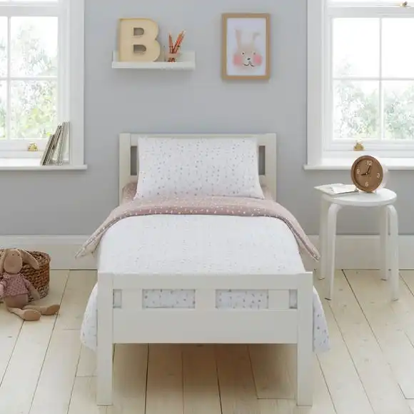 Dunelm Pink Spotted 100% Jersey Cotton Reversible Cot Bed / Toddler Duvet Cover And Pillowcase Set 4 Dunelm Pink Spotted 100% Jersey Cotton Reversible Cot Bed / Toddler Duvet Cover And Pillowcase Set - Image 2
