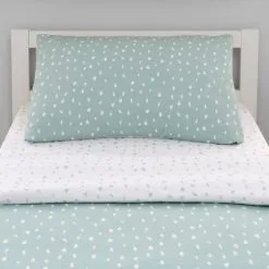 Dunelm Soft Fern Spotted 100% Jersey Cotton Reversible Cot Bed / Toddler Duvet Cover And Pillowcase Set -kids bedding Shop 1000186828 alt02