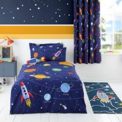 Dunelm Space Glow In The Dark Duvet Cover And Pillowcase Set