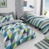 Dunelm Geo Green Duvet Cover And Pillowcase Twin Pack Set -kids bedding Shop 30552924