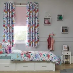 Dunelm Pink Dinosaur Thermal Blackout Eyelet Curtains -kids bedding Shop 30668203 alt03