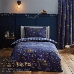 Harry Potter Hogwarts Glow In The Dark Duvet Cover And Pillowcase Set