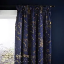 Harry Potter Navy Thermal Blackout Pencil Pleat Curtains