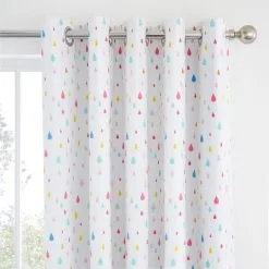 Dunelm Elements Rainbow White Cotton Thermal Blackout Eyelet Curtains