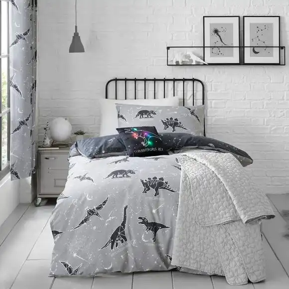 Dunelm Black Space Dinosaur Single Duvet Cover And Pillowcase Set 3 Dunelm Black Space Dinosaur Single Duvet Cover And Pillowcase Set