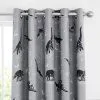 Dunelm Grey Space Dinosaur Thermal Blackout Eyelet Curtains -kids bedding Shop 30691911