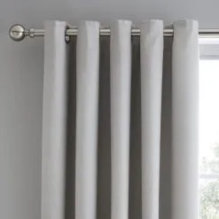 Dunelm Grey Mini Waffle Thermal Blackout Eyelet Curtains
