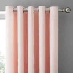 Dunelm Pink Mini Waffle Thermal Blackout Eyelet Curtains