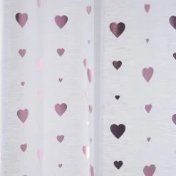 Dunelm Metallic Pink Hearts Voile Panel -kids bedding Shop 30713966 alt02