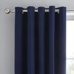 Dunelm Navy Mini Waffle Thermal Blackout Eyelet Curtains