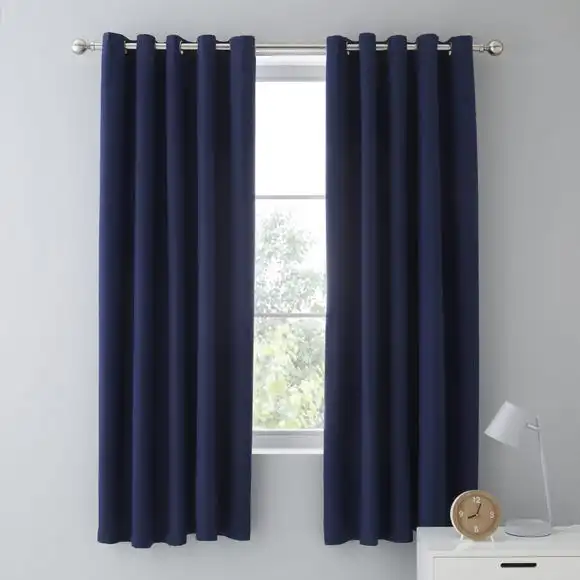 Dunelm Navy Mini Waffle Thermal Blackout Eyelet Curtains 4 Dunelm Navy Mini Waffle Thermal Blackout Eyelet Curtains - Image 2