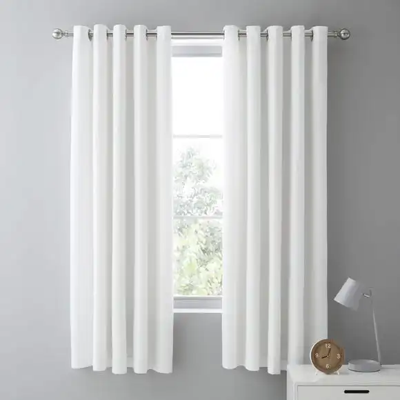 Dunelm White Mini Waffle Thermal Blackout Eyelet Curtains 4 Dunelm White Mini Waffle Thermal Blackout Eyelet Curtains - Image 2