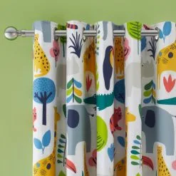 Elements Jungle White Thermal Blackout Eyelet Curtains