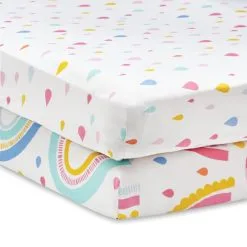 Elements Rainbow Geometric Pack Of 2 100% Cotton Fitted Sheets