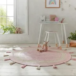 Dunelm Cotton Tassel Circle Rug