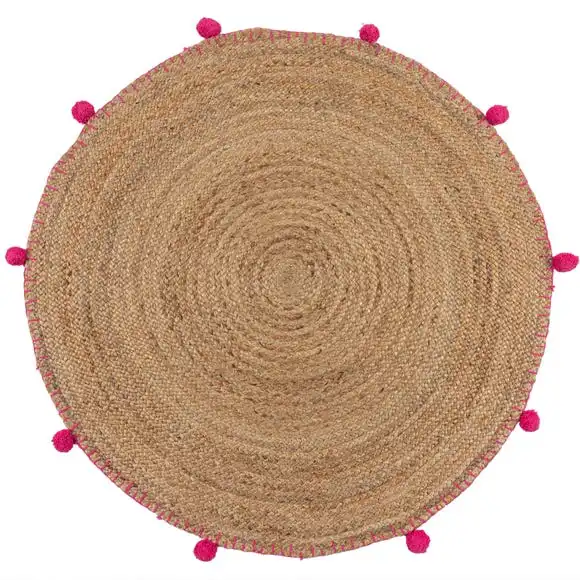 Dunelm Jute Pom Pom Circle Rug 4 Dunelm Jute Pom Pom Circle Rug - Image 2