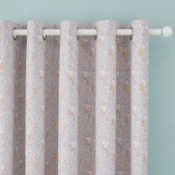 Dunelm Pink Ditsy Bunny Thermal Blackout Eyelet Curtains