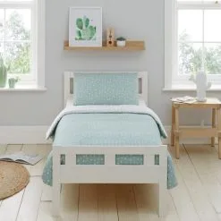 Dunelm Soft Fern Spotted 100% Jersey Cotton Reversible Cot Bed / Toddler Duvet Cover And Pillowcase Set