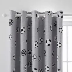 Dunelm Grey Football Thermal Blackout Eyelet Curtains