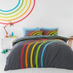 Dunelm Elements Rainbow 100% Cotton Duvet Cover And Pillowcase Set