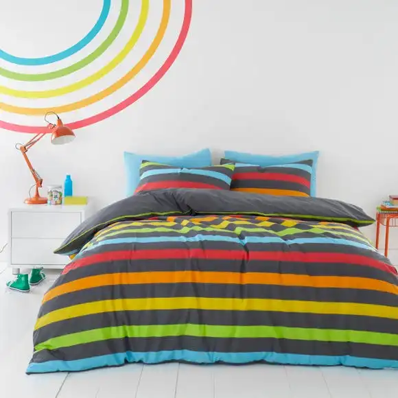Dunelm Elements Rainbow 100% Cotton Duvet Cover And Pillowcase Set 4 Dunelm Elements Rainbow 100% Cotton Duvet Cover And Pillowcase Set - Image 2
