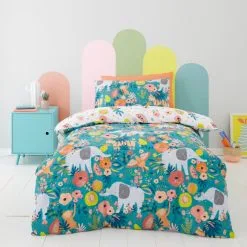Dunelm Jungle Carnival 100% Cotton Duvet Cover And Pillowcase Set