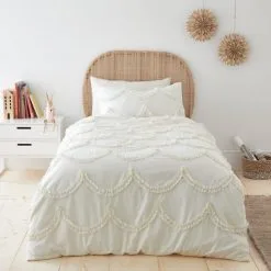 Dunelm Scallop Ruffle Duvet Cover And Pillowcase Set