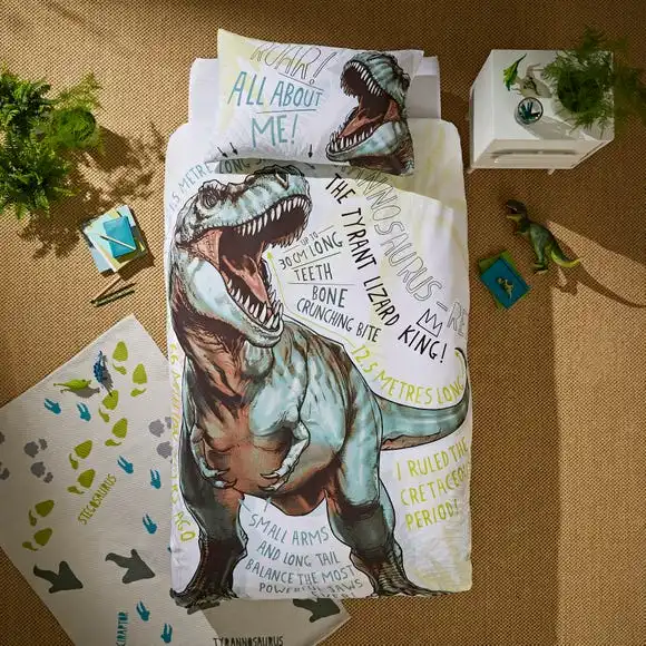 Natural History Museum All About T-Rex 100% Cotton Duvet Cover And Pillowcase Set 3 Natural History Museum All About T-Rex 100% Cotton Duvet Cover And Pillowcase Set