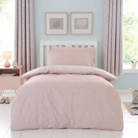 Dunelm Ditsy Bunny Pink 100% Cotton Duvet Cover And Pillowcase Set 4 Dunelm Ditsy Bunny Pink 100% Cotton Duvet Cover And Pillowcase Set - Image 2