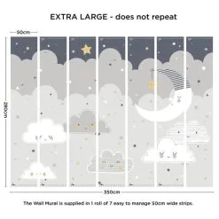 Dunelm Floating Clouds Mural -kids bedding Shop 30764177 alt02