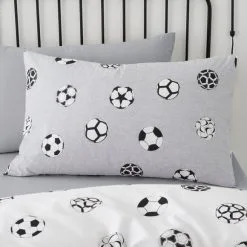 Dunelm Football Grey And White Reversible Duvet Cover And Pillowcase Set -kids bedding Shop 30768209 alt04