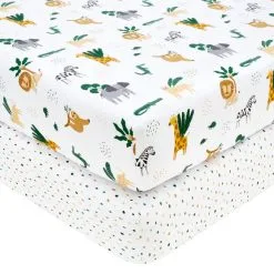 Dunelm Animal Safari Pack Of 2 Fitted Sheets