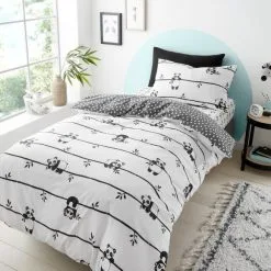 Dunelm Mono Panda Duvet Cover And Pillowcase Set