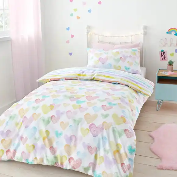 Dunelm Rainbow Hearts Duvet Cover And Pillowcase Set 3 Dunelm Rainbow Hearts Duvet Cover And Pillowcase Set