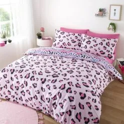 Dunelm Pack Of 2 Leopard Duvet Cover And Pillowcase Set -kids bedding Shop 30792076 alt03