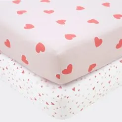 Dunelm Pack Of 2 Love Hearts Fitted Sheets