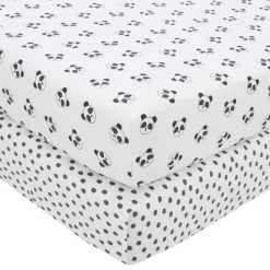 Dunelm Pack Of 2 Mono Panda Fitted Sheets