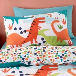 Dunelm Pack Of 2 Bright Dinosaur Duvet Cover And Pillowcase Set -kids bedding Shop 30793970 alt02