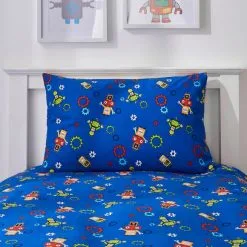 Dunelm Robots Blue Duvet Cover And Pillowcase Set -kids bedding Shop 30799757 alt05