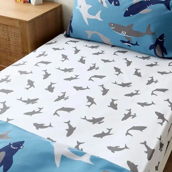 Dunelm Sharks Pack Of 2 Fitted Sheet 6 Dunelm Sharks Pack Of 2 Fitted Sheet - Image 4
